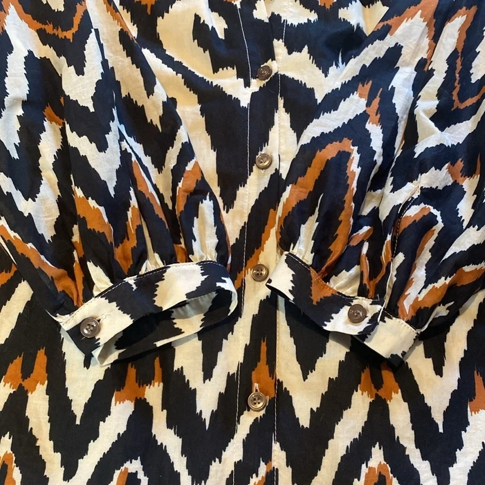 Anthropologie Willa Storey Meg Top Blouse Puff L/S Cotton Button Up Shirt SMALL